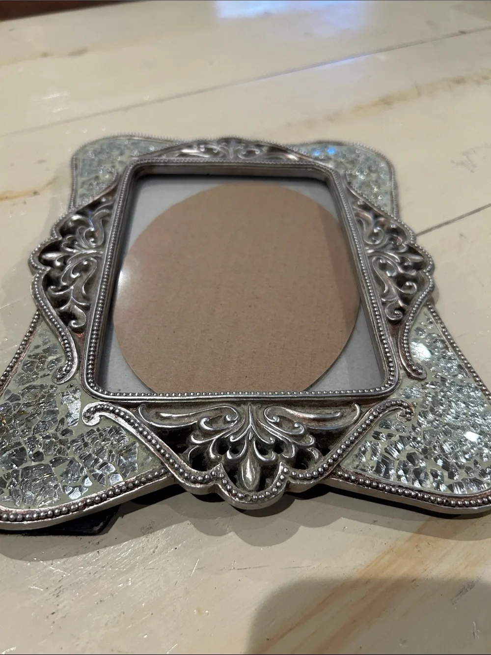 Ornate Silver Mosaic Decorative Picture Frame - Silver